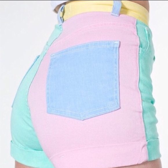 color block high waisted shorts